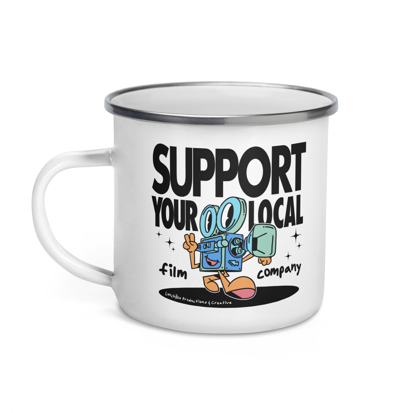 Support Local Film Enamel Mug