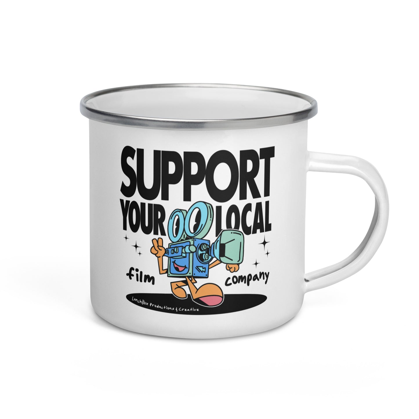 Support Local Film Enamel Mug