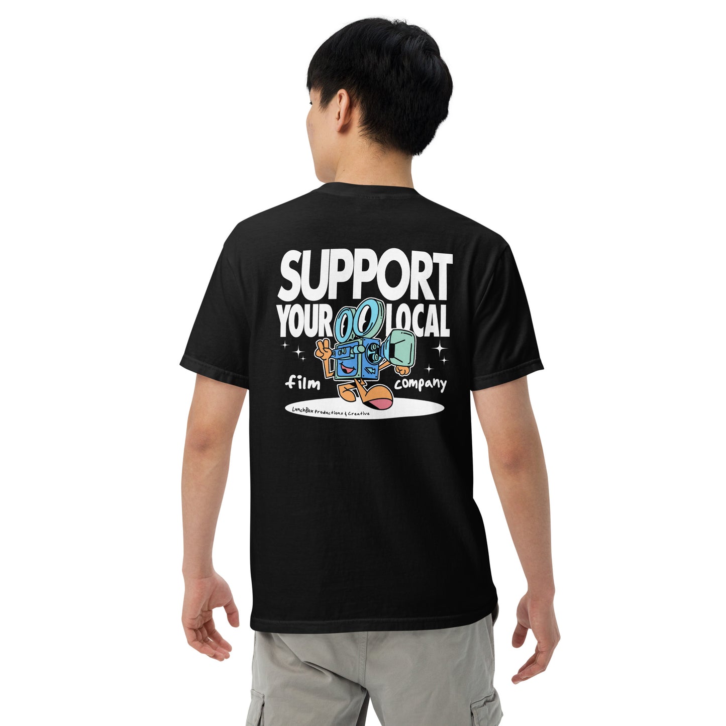 Support Local Film T Shirt but BLACK