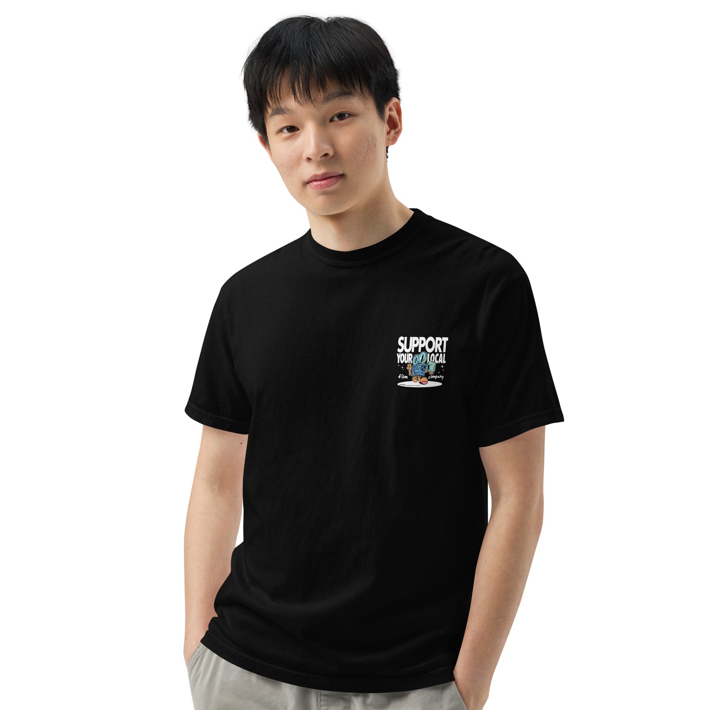 Support Local Film T Shirt but BLACK